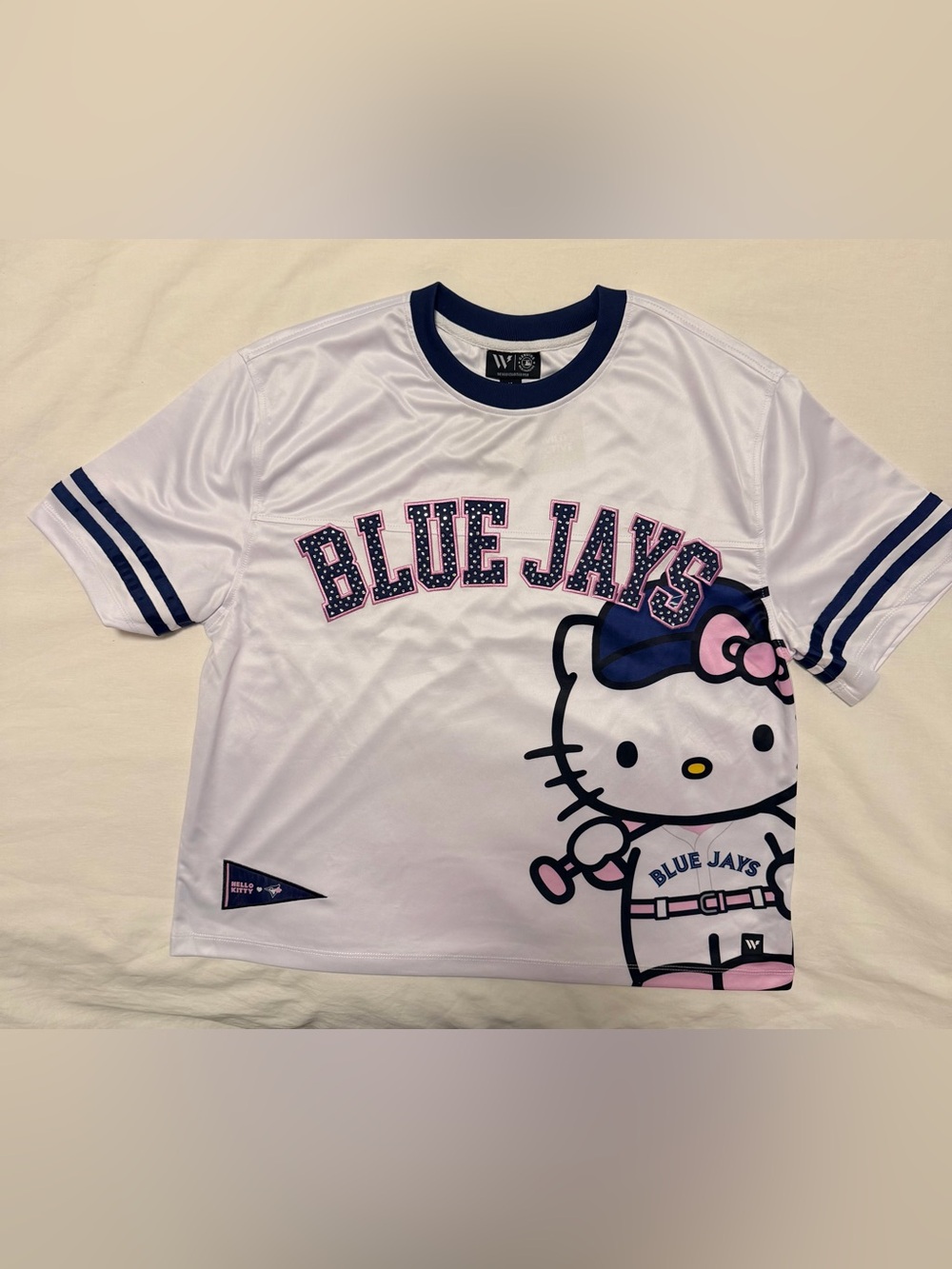 RARE Hello Kitty x Blue Jays White Jersey Style T-Shirt